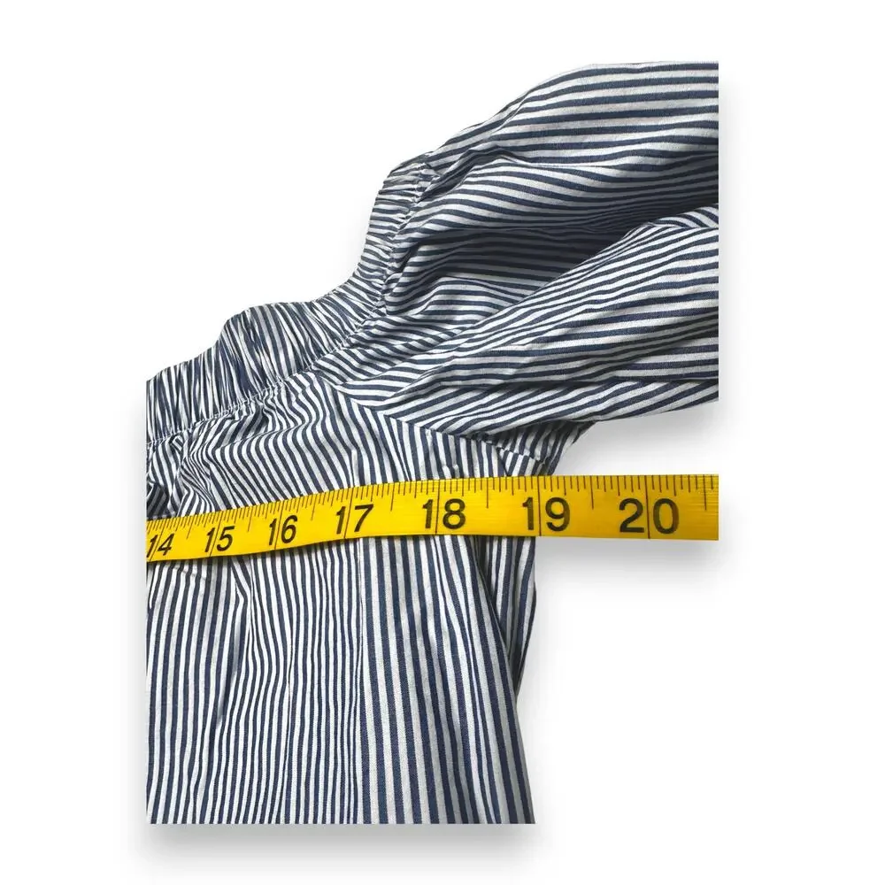 A&F Navy + White Striped Off-Shoulder 3/4 Tie-Sleeve Blouse Size Small - Picture 4 of 9